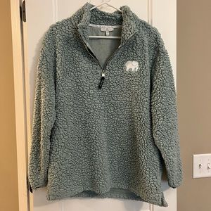 Ivory Ella - moss green fleece top Small